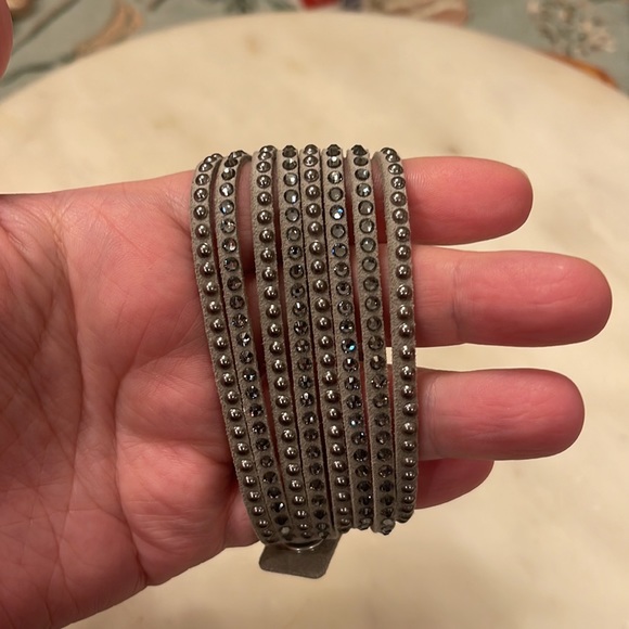 Swarovski grey crystal and silver stud multi-strand wrap around bracelet - Picture 1 of 5